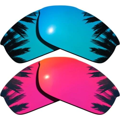 Ice Blue Mirrored & Midnight Sun Mirrored Polarized Replacement Lenses for Flak Jacket Frame 100% UVA & UVB
