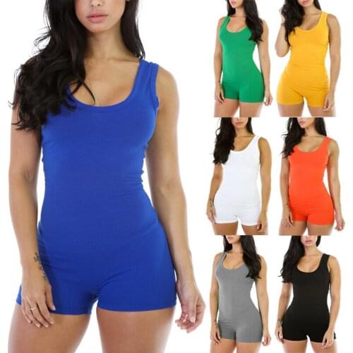 Womens Jumpsuit Soft Shorts High Waist Sleeveless V-Neck Bodycon Playsuit Clubwear short trousers Casual Hot Pants Summer