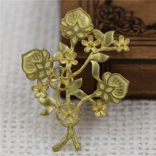 10pcs 37x48mm Quality Brass Casted Flower Leaf Branch Charms Decoration Gold Color Jewelry Making DIY Findings Accessories