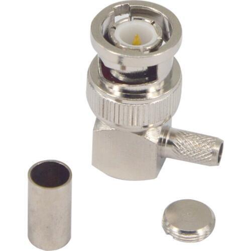 10 Pieces BNC Male Plug Right Angle Crimp for RG58 RG400 RFC195 RF Coax Adapter Connector