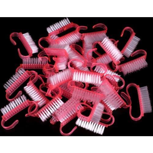 100pcs Plastic Nail Cleaning Brush Powder Remover Pink Nail Art Cleaning Nail Brush Tools Manicure Nail Care Brushes Makeup Tool