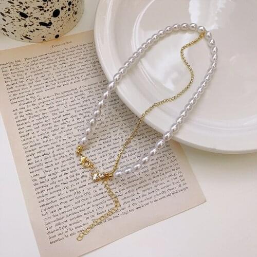 Natural Special Shaped Imitation Pearls Necklace Gentle Millet Grains Clavicle Chain Female Necklace for Women Jewelry