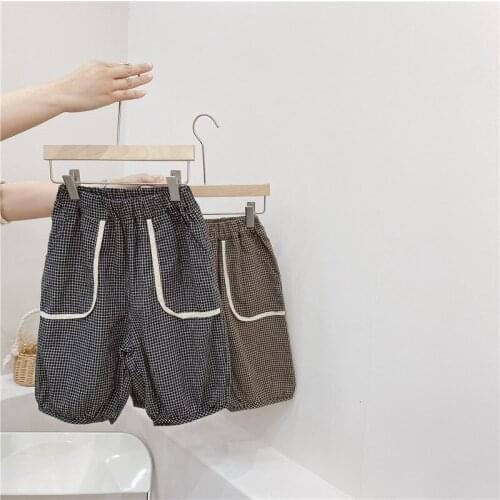 2021 New Summer Boys Short Pants Childrens Korean Fashion Plaid Shorts Casual Loose Boys Soft Cotton Shorts Kids Summer Pants