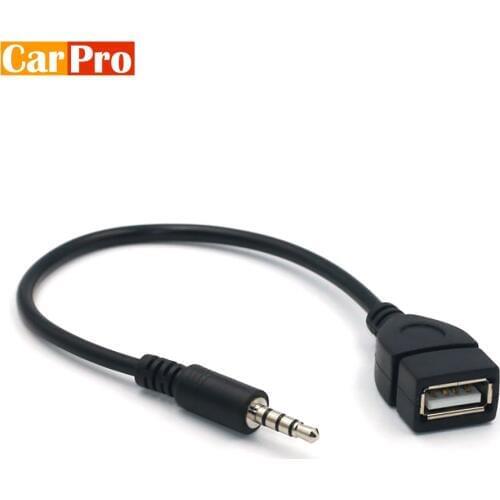 3.5mm Male Audio AUX Jack to USB 2.0 Type A Female OTG Converter Adapter Cable for Car Radio