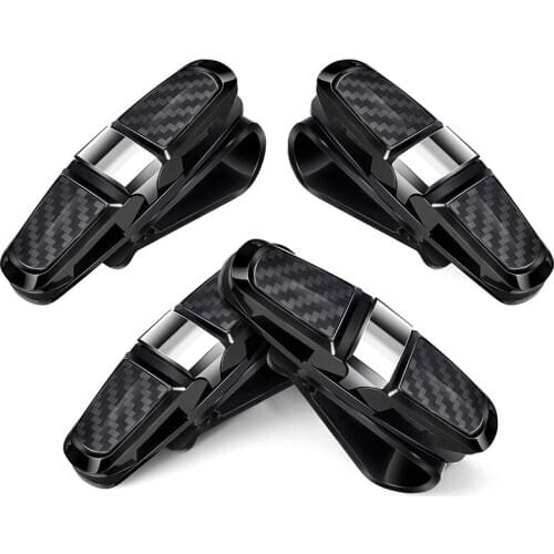 4 Packs Glasses Holders for Car Sun Visor, Sunglasses Holder Clip Hanger Eyeglasses Mount Double-Ends Clip and 180 Degree Rotat