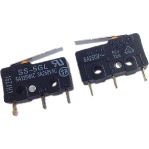5pcs/lot Micro Switch SS-5GL 5A 125V 1.47N 3D Printers Parts 3A Mini Mouse Button Fretting Part Copper Accessories