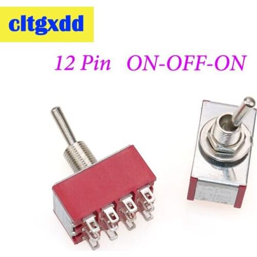 Cltgxdd 1pc 5A/125VAC 2A/250VAC 12Pins 4PDT ON-OFF-ON 3 Positions Mini MTS-403 Toggle Switch Red Electrical Switch