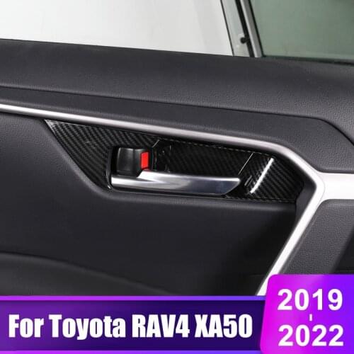 For Toyota RAV4 2019 2020 2021 RAV 4 XA50 ABS Wood Grain Car Inner Door Bowl Trim Frame Decorative Cover Interior Accessories