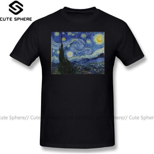 Starry Sky T Shirt Starry Night Vincent Van Gogh T-Shirt Short Sleeve Fashion Tee Shirt Oversized 100 Cotton Graphic Tshirt