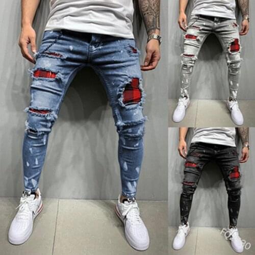 JUBBEE Ripped Jeans For Men