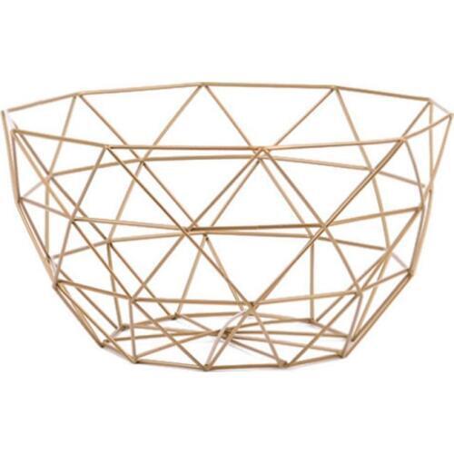 New Nordic Storage Baskets Gold Metal Art Snacks Candy Fruit Basket for Living Room Desktop Kitchen Organizer Basket