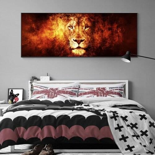 Lion In Flames Wild Animals Canvas Painting Scandinavia Posters and Prints Cuadros Wall Art Pictures For Living Room Home Decor