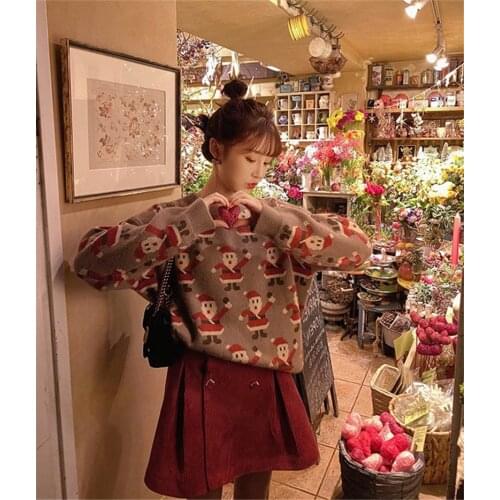 LMQ NEW 2020 Autumn Winter Hot Sale Fashion Women Christmas Printed Long Sleeve O Neck Sweater Warm Soft Pullover Knitted