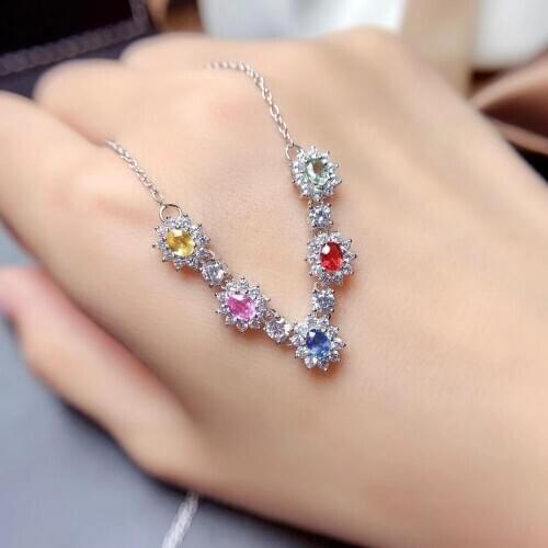 The Best Wedding Gift Sapphire Pendant Natural And Real Sapphire Necklace 925 sterling silver Fine jewelry Sapphire Pendant