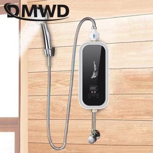 DMWD Wall Mounted Electric Instant Tankless Hot Water Heater Bathroom Instantaneous Thermostat Heating Shower LED Display 6000W