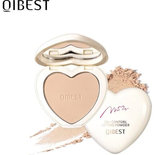 QIBEST Mineral Face Pressed Powder Oil Control Natural Face Powder Smooth Foundation Powder Makeup Concealer Setting Powder