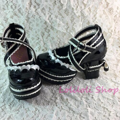 Princess gothic lolita shoes Large size shoes / special shaped shoes custom Lolita ribbon lace with shoes custom an1280 mirror