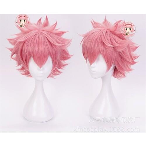 High Quality Wig My Hero Academia Boku No Hero Cosplay Accessories Heat Resistant Synthetic Pink Short Wig with Headwear Wig Cap