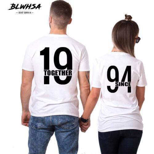 BLWHSA Couple Clothes T Shirt Women Since 1994 Together Letter Printed Tees Men Summer Anniversary T-Shirts Casual Lover Shirt
