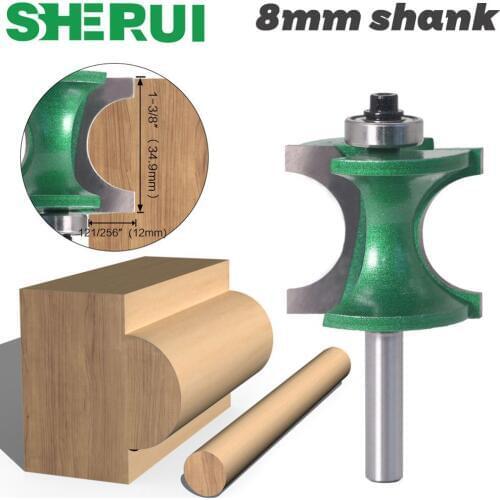 SHERUI 1PCS 8mm Shank Bullnose Half Round Bit Endmill Router Bits Wood 2 Flute Bearing Woodworking Tool Milling Cutter