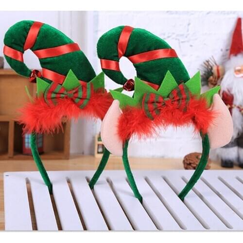 Christmas Headband Elf Santa Elk Snowman Children Adult Headwear Christmas Ornaments Noel Decor Navidad New Year 2020 Kids Gifts