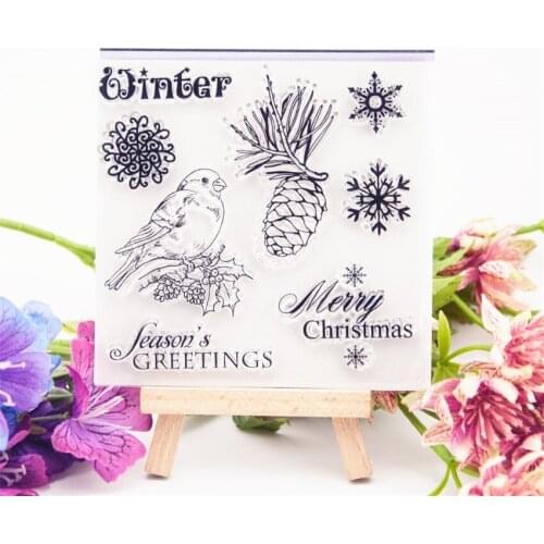 10.5x10.5cm birds Pine Transparent Clear Stamps Silicone Seals Roller Stamp DIY scrapbooking photo album/Card Making Easter