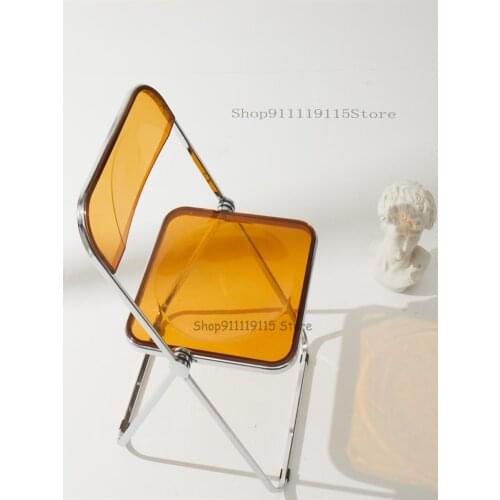 Nordic Transparent Folding Chair Dining Chair Household Back Stool Simple Net Red Makeup Chair Acrylic Stool