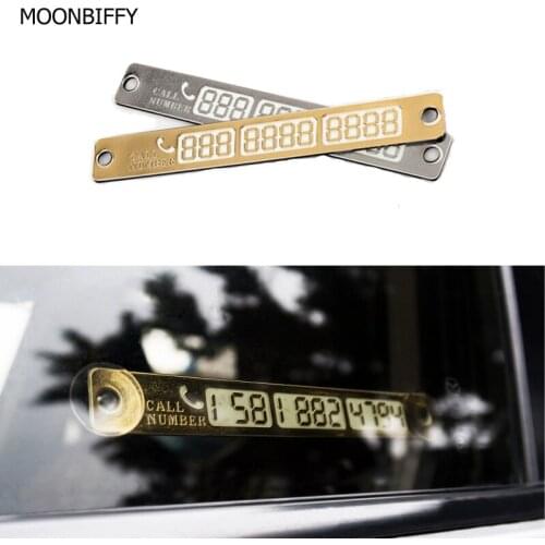 MOONBIFFY Temporary Car Parking Card Telephone Number Card Notification Night Light Sucker Plate Car Styling Phone Number Card