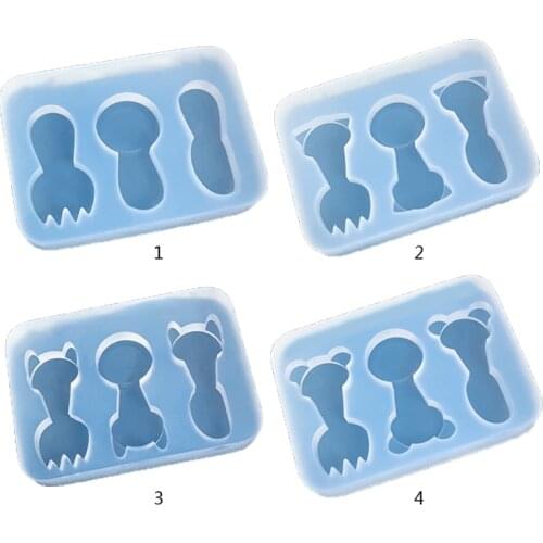 R2LE Mini Spoons Forks Epoxy Resin Molds Handmade Cartoon Animal Tableware Utensils Silicone Mould DIY Crafts Jewelry Casting