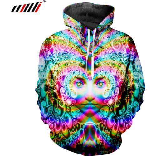 UJWI 2019 Mens Hoodies Sweatshirts Animal 3D Hoody Print Colorful Butterfly Funny Oversized Attire Unisex Pullover
