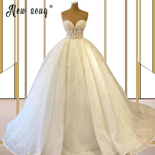 Vintage Royal Train Sweetheart Ball Gown Wedding Dresses 2021 Appliques Flowers Lace Bride Gowns Vestido De Noiva