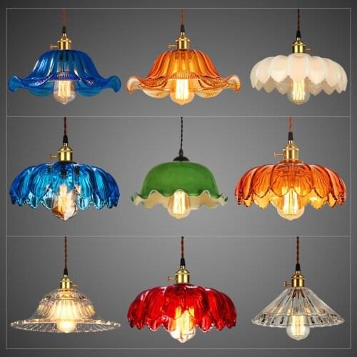 E27 Stained Glass Chandeliers Retro-nostalgic Single-head Restaurant Bar Diffuse Coffee Shop Living Room Decor
