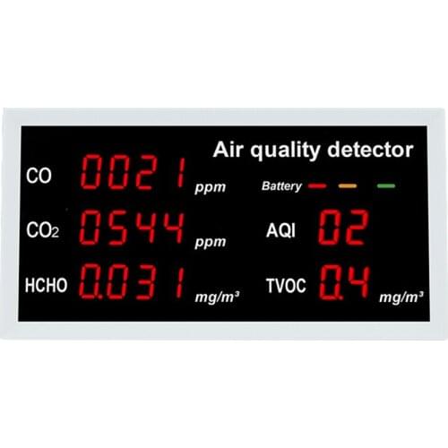 W17 Indoor Air Quality Monitor Rechargeable CO CO2 Formaldehyde HCHO TVOC AQI Detector Real Time Tester for Car Home Office