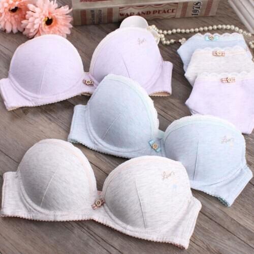 Japanese cotton bralette sets breathable cotton lace underwear bra suits the development of girls students sutian gather three