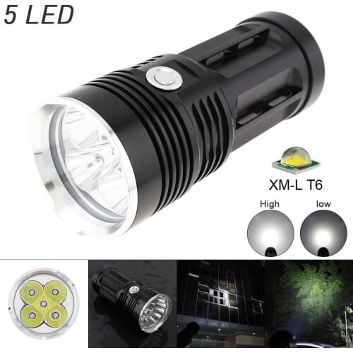SecurityIng Brightest LED Flashlights 1500LM 5 x XML T6 LED Waterproof Outdoor 3-Mode Torch Lamp for Hunting /Camping