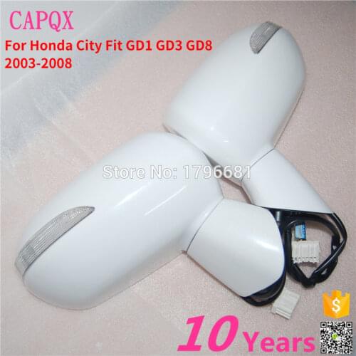CAPQX 2pcs 5Pin electric rearview mirror with LED turn signal for HONDA CITY FIT GD1 GD3 GD8 2003 2004 2005 2006 2007 2008