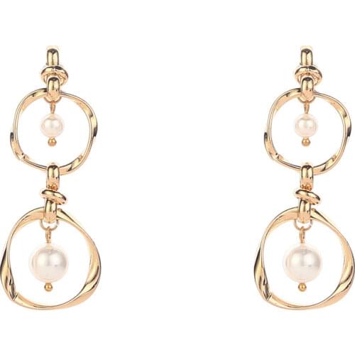 Trendy jewelry Direct Selling Earring Hoop Pearl Earring Hoop Pearl Temperament Trendy Geometri earrings