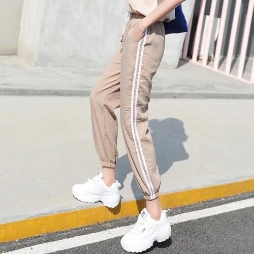 Sweatpants Women Baggy Harem Pants Plus Size Side Stripe Loose Elastic Waist Harajuku Pants Women High Wasit Streetwear