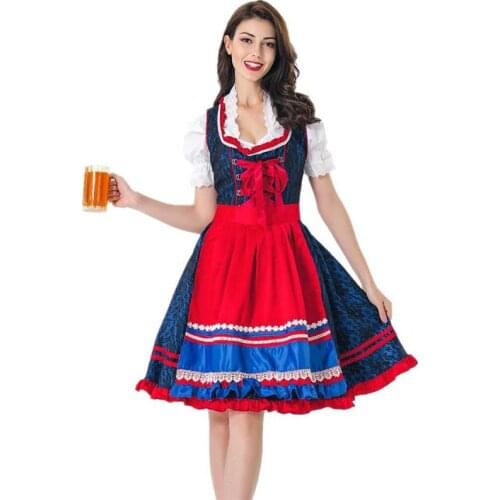 Ladies Oktoberfest Costume Beer Girl Maid Costume Halloween Maid Playing Overalls For Four Seasons Waitress Cosplay Outfit