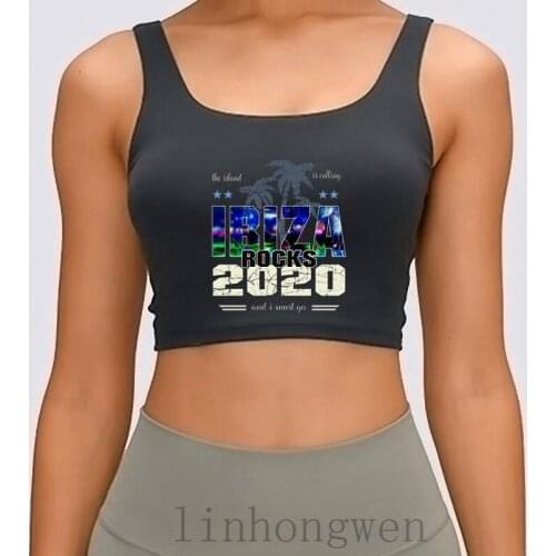 Ibiza Rocks Summer Vacation Women Tank Top Basic Graphic Printed Pattern O Neck Family Summer Cotton Crop Top