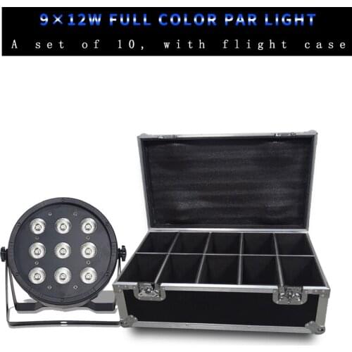 10Pcs/lots 9x12w LED Par Lights With Flight Case Par Led 9*12w RGBW 4 in 1 With DMX512 Control DJ Lights Stage Lighting