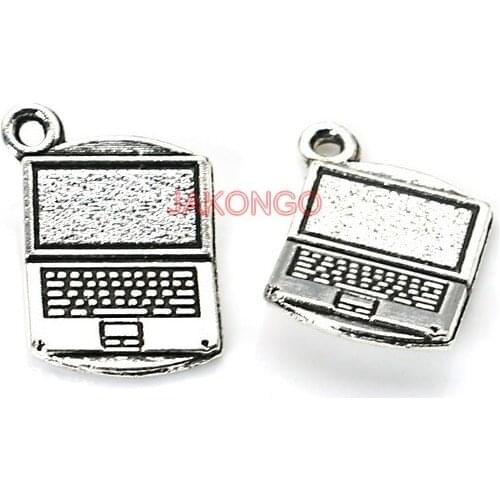 10pcs Antique Silver Plated Computer Notepad Charms Pendants for Jewelry Making Bracelet DIY Handmade Craft 21x13mm