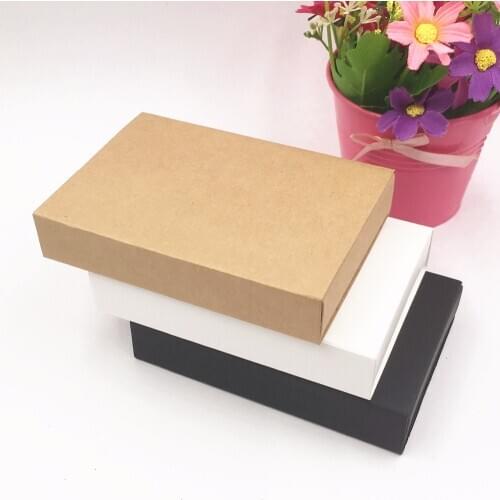 20PCS/Lot White/Black/Kraft Gift box Retail Black Kraft Paper Drawer Box, blank Gift Cardboard boxes Carton box (Custom logo)