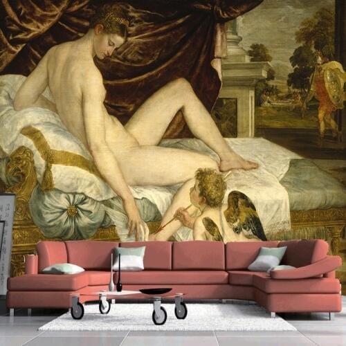 3D photo wallpaper Western oil painting mural love god angel wallpaper European living room TV background wall custom wallpaper