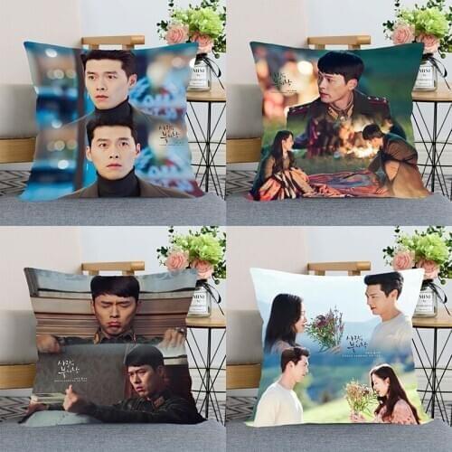 40x40cm Crash Landing on You Hyun Bin Pillowcase Bedroom Home Decorative Pillow Cover Square Zipper Pillow Cases Satin Fabric
