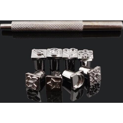 8pcs/set Metal Leather Carving Printing Tool DIY Manual Leather Craft Stamps Art Pattern Leather Stamping Printing Tools