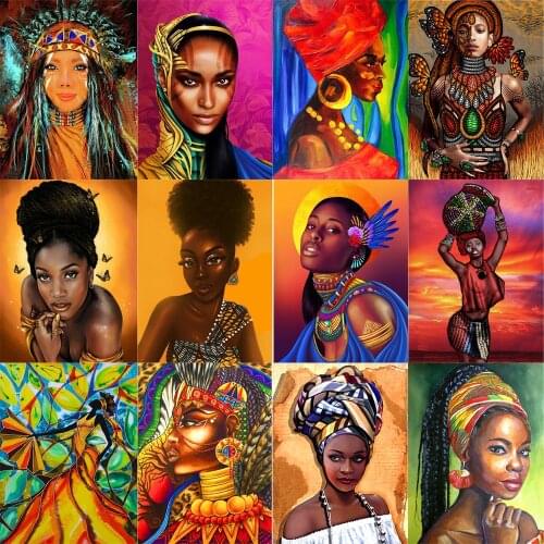 3d Diy Diamond Painting Complete Round Diamonds Brown Skin Girl Diamond Embroidered Rhinestone Picture Mosaic Home Decor