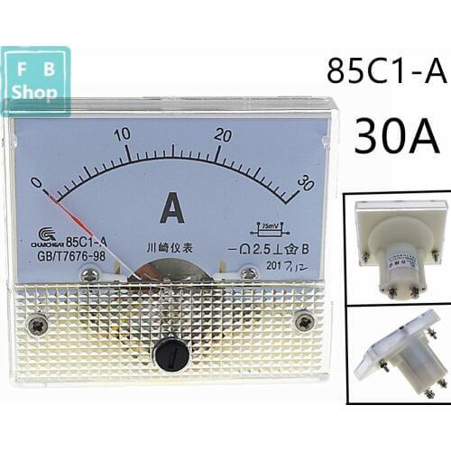 1PCS 85C1-A 30A DC Analog Meter Panel AMP Current Ammeters 85C1 0-30A Gauge