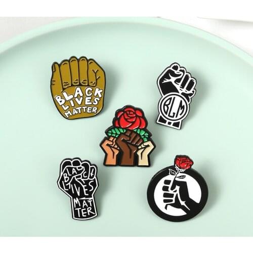 Cartoon Alloy Enamel Fist Rose Flower Brooch Exquisite Paint Cartoon Fist Pin Fashion Personality Enamel Badge Holiday Gift