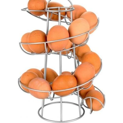 Egg Holder Multifunctional Spiral Design stable firm Iron Creative Save Space Egg Storage Rack Kitchen Storage